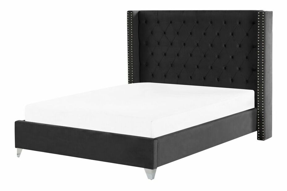 Pat matrimonial 180 cm Lubbka (Negru) (cu somieră)