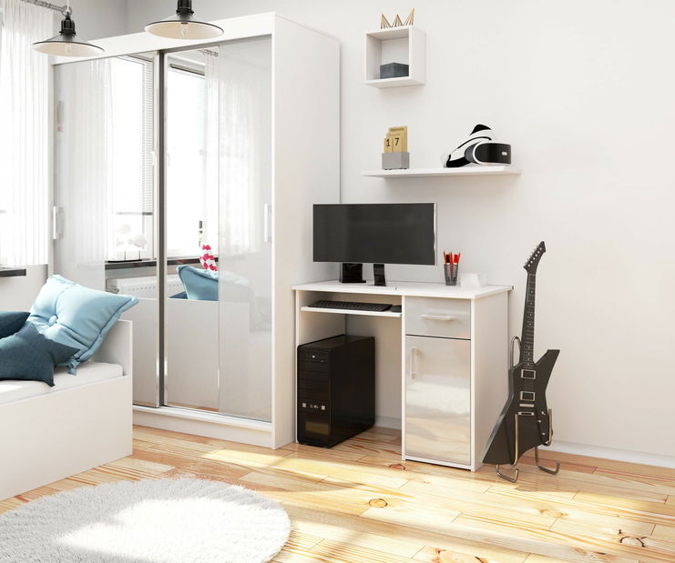 PC stolík Padma (biela + metalický lesk)