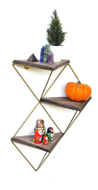 Dekoratív falipolc Duvelo 18 (dió + arany) 