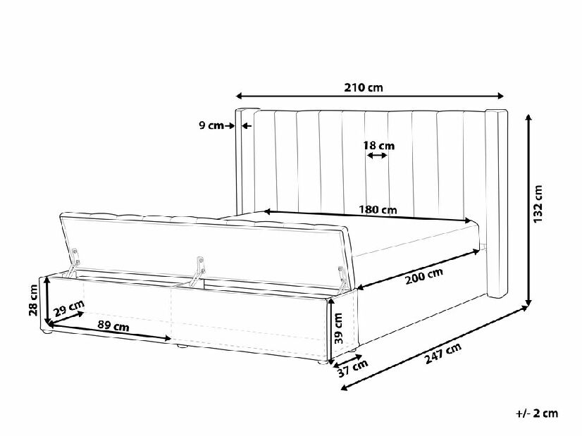 Bračni krevet 180 cm NAIROBI (tekstil) (svijetlo ružičasta) (s podnicom)