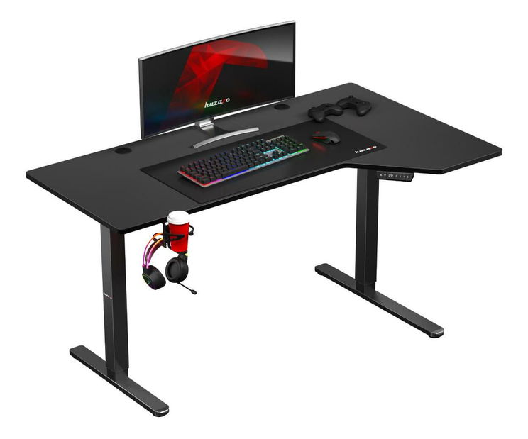 Masă PC de colț reglabilă electric Hyperion 9.1 (negru) *vânzare