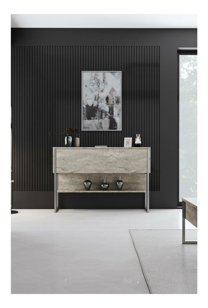 Măsuță consolă Luna 4 (travertin + argintiu) *vânzare stoc