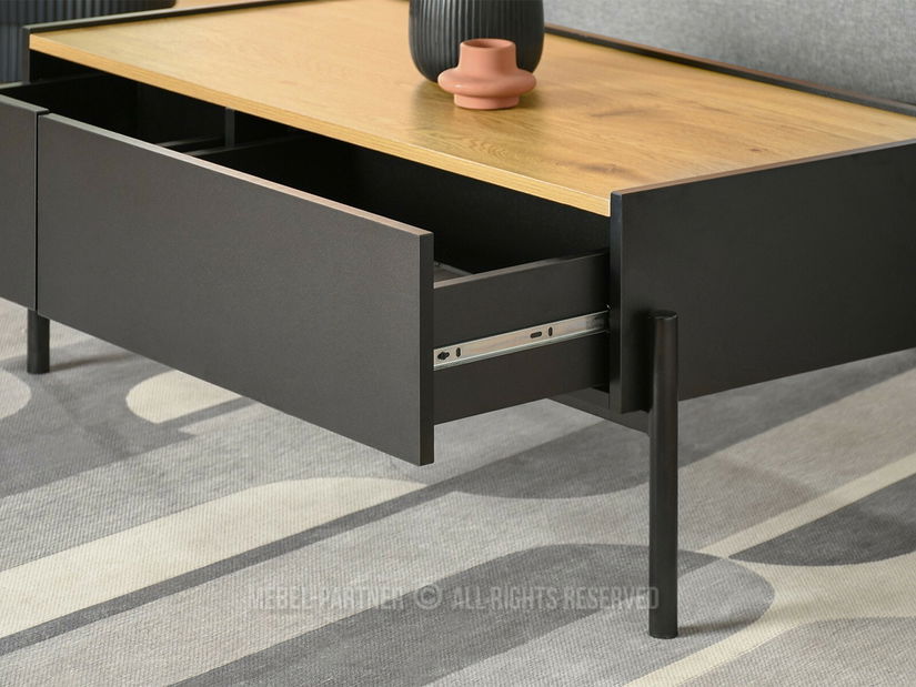 Măsuță de cafea Bertina L (stejar + negru)