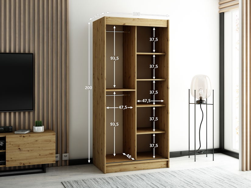 Ormar za garderobu 100 cm Ladonna 1 (Bijela mat)