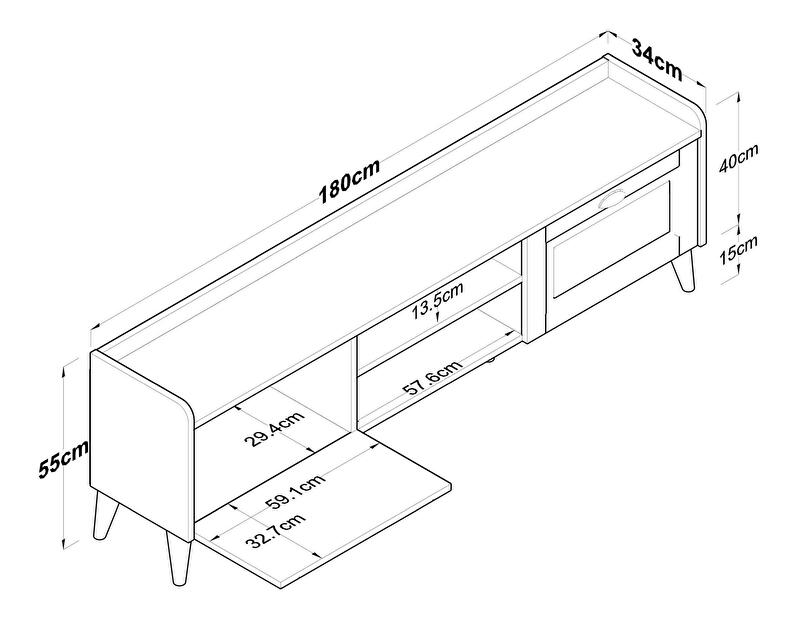 TV asztal/szekrény Kupode 1 (fehér + dió) 