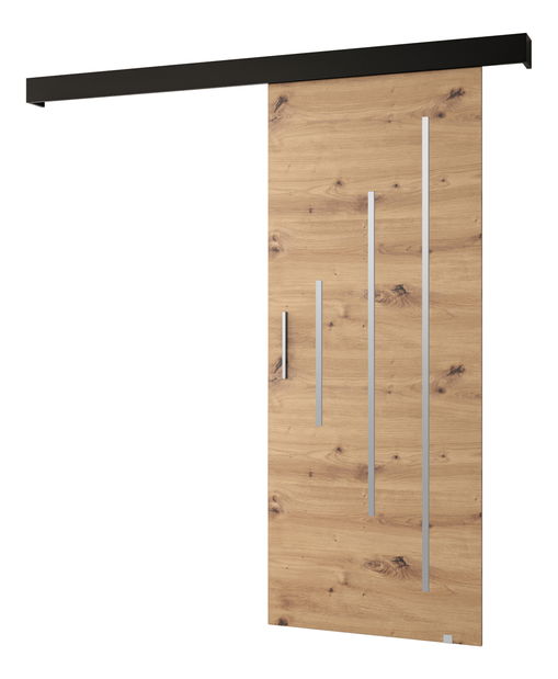 Tolóajtó 90 cm Sharlene Y (artisan tölgy + matt fekete + ezüst)