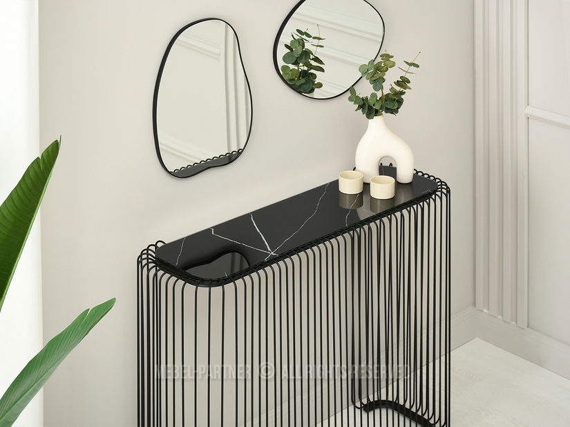 Konzolový stolík Nils Kons (čierny mramor + čierna)