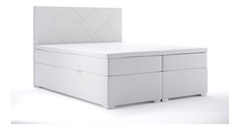 Manželská posteľ Boxspring 180 cm Melo (biela ekokoža) (s úložným priestorom)