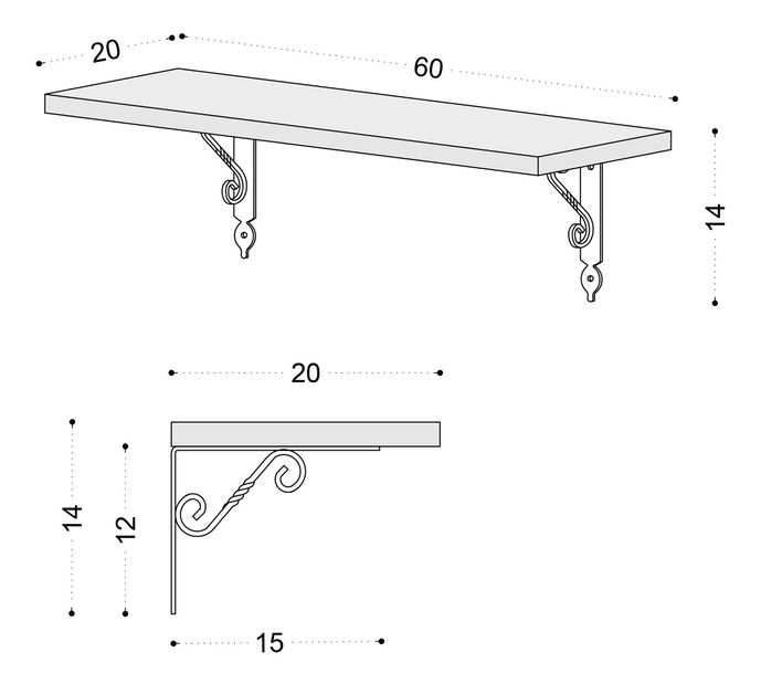 Nástenná polica Retry (čierna)