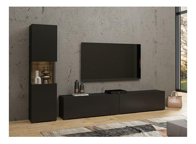 Mobilier living Avernic Typ 09 (onyx negru + Stejar wotan)