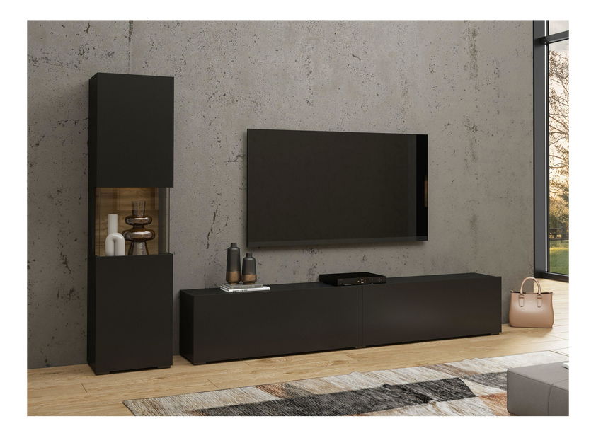 Mobilier living Avernic Typ 09 (onyx negru + stejar wotan)