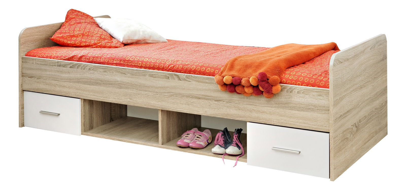 Jednostruki krevet 90 cm Daron 23 DSW DI-04 (hrast sonoma + bijela) (s ladicama)