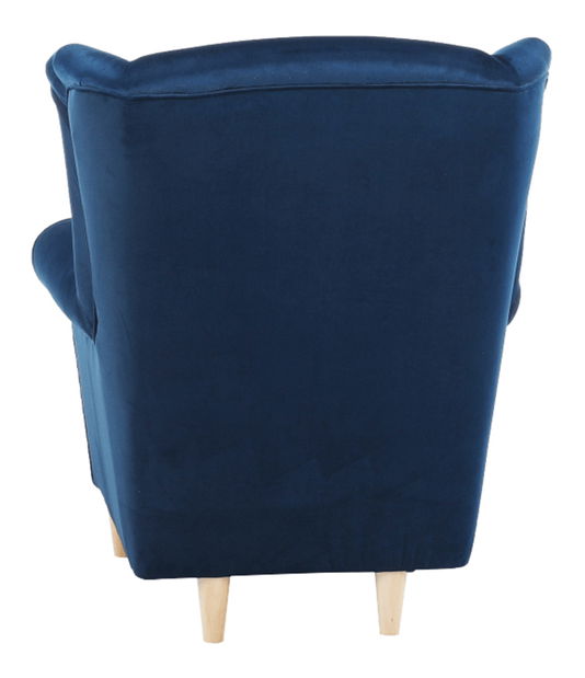 Kreslo ušiak s taburetkou Aveo (modrá)