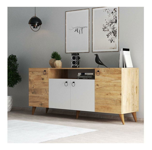 Skrinka Lesetu 2 (biela + borovica atlantická) 