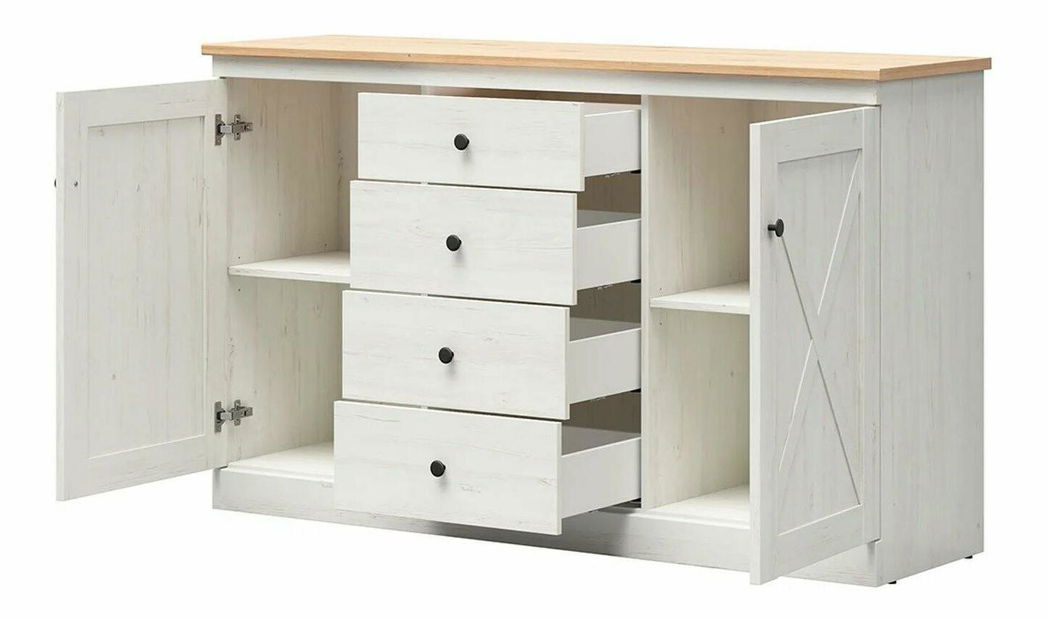 Komoda Frija 2 (andersen bijeli bor + hrast artisan) 