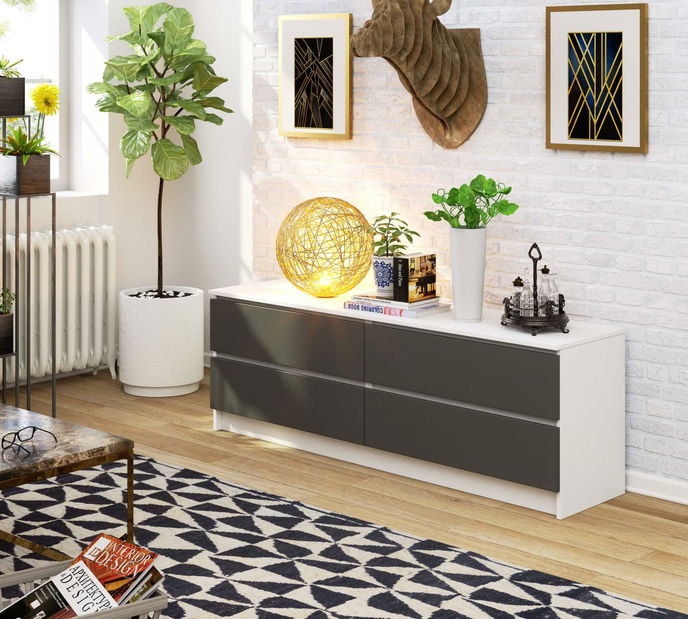 Komoda Kurtinaitis 4SZ (bijela + siva)