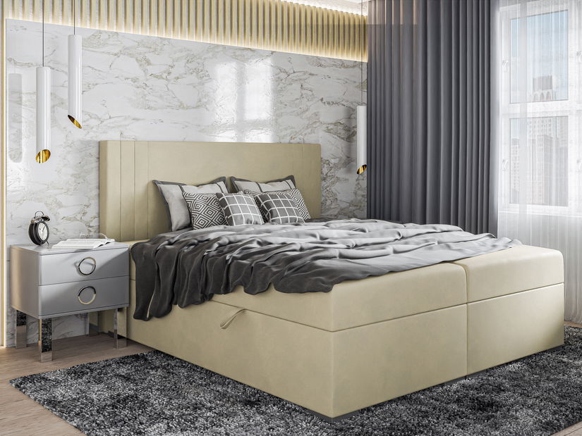 Pat matrimonial Boxspring 160 cm Morcano (galben) (cu sp. depozitare)