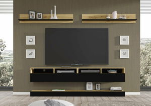 Obývacia stena Dual D (čierna + dub artisan)