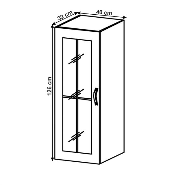 Dulap superior de bucătărie W40S Lanaya (alb + gri mat) (S)