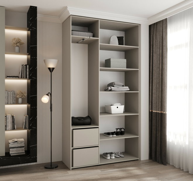 Ormar za garderobu 130 cm Carmela 40-4 (kašmir + crna)