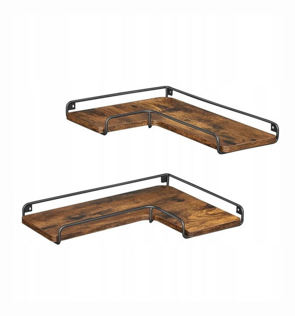 Set polica (2 kom.) Lorvyn (crna + smeđa)