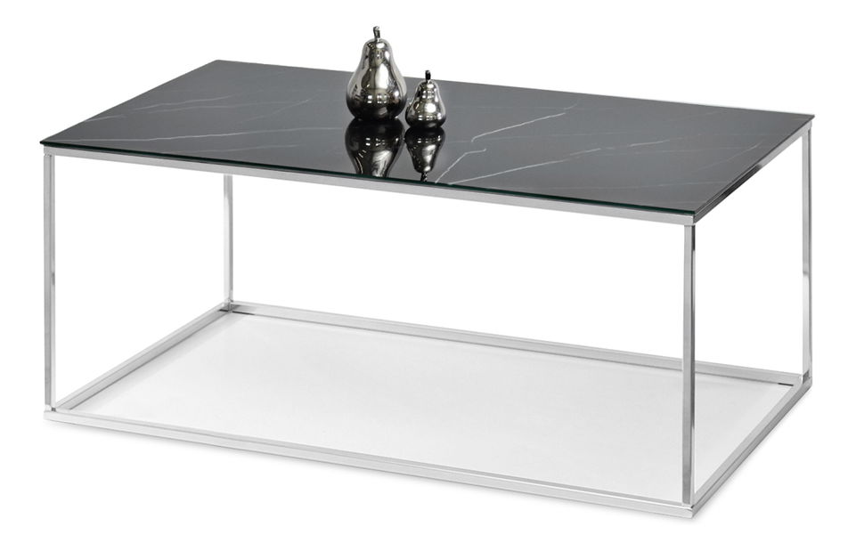 Konferenčný stolík Bella Xl (čierny mramor + chrómová)
