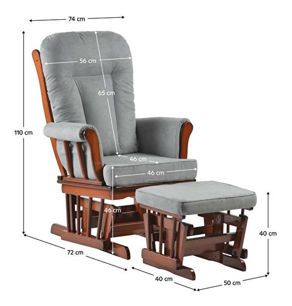Hojdacie kreslo s podnožou Sofarda (orech + sivá) 
