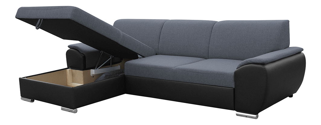 Colțar Excelsa 2 (S) (negru piele ecologică + Gri închis Textil)