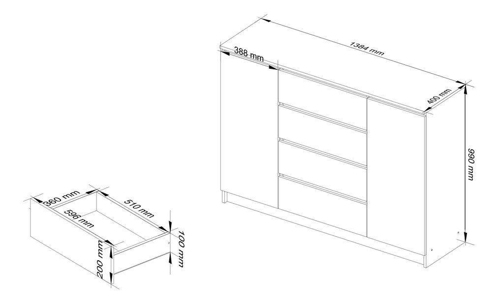 Komoda Keanu IV (biela)
