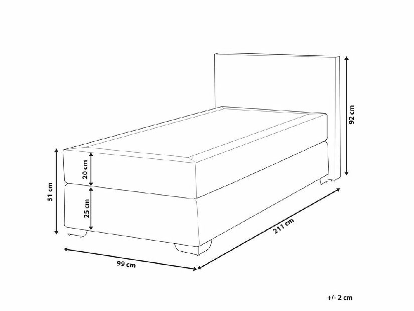 Jednostruki krevet Boxspring 90 cm PREMIER (s madracima) (siva)