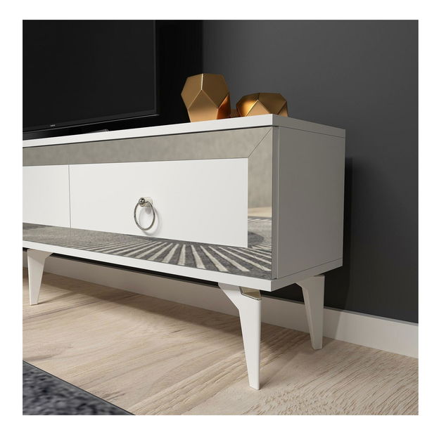 Masă TV/Dulap Muvuta 2 (alb + argintiu) 