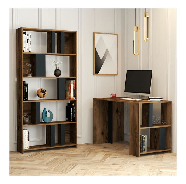 Masă PC cu raft Limba (Nuc + antracit)