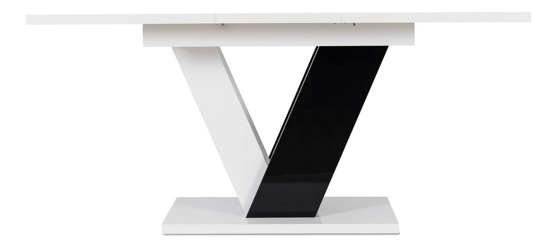 Blagovaonski stol na razvlačenje Comentado (bijeli sjaj + crni sjaj) (za 4 do 6 osoba)