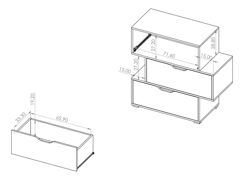 Comodă Iweta K3SZ (grafit + Alb mat + Stejar artisan)