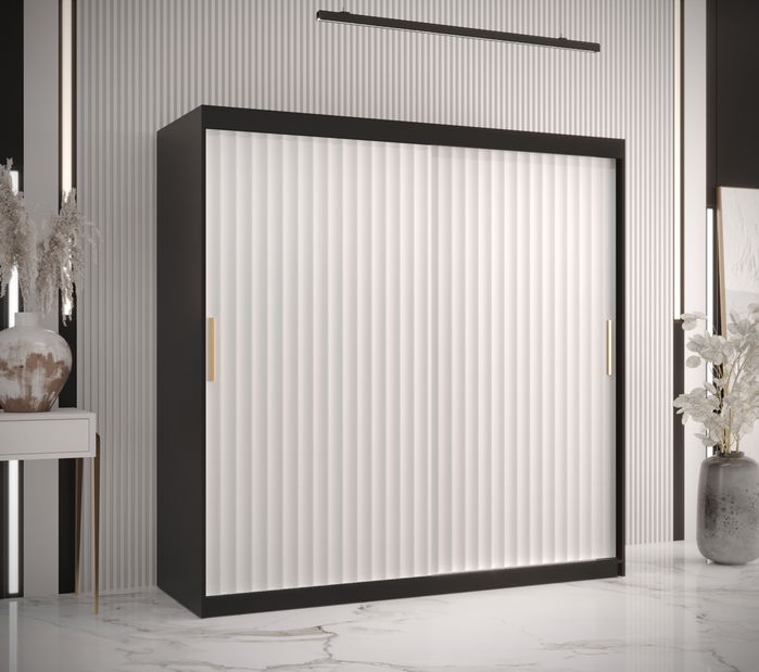 Dulap de haine 150 cm Riana Wa 1 150 (negru + alb mat)