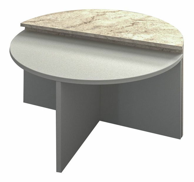 Set 2 buc. măsuțe cafea Doluna (travertin + gri)