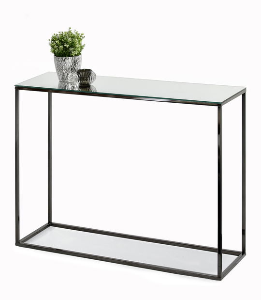 Konzolový stolík Bella Kons (chrómová + čierna)