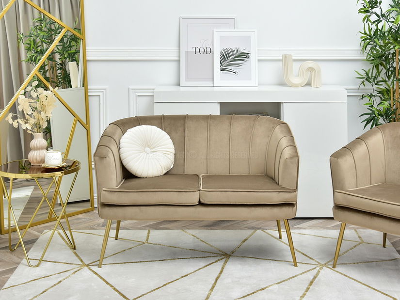 Pohovka Etimee S (béžová + zlatá)