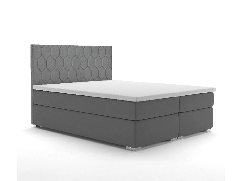 Franciaágy Boxspring 180 cm Piranno (sötétszürke) (tárolóhellyel)