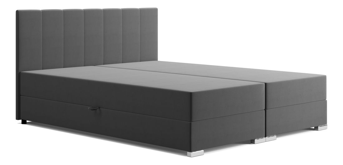 Pat matrimonial Metoe 140 cm 180 cm (gri închis) (cu arcuri bonell și sp. depozitare)