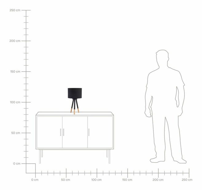 Stolná lampa TARON (PC látka) (čierna)