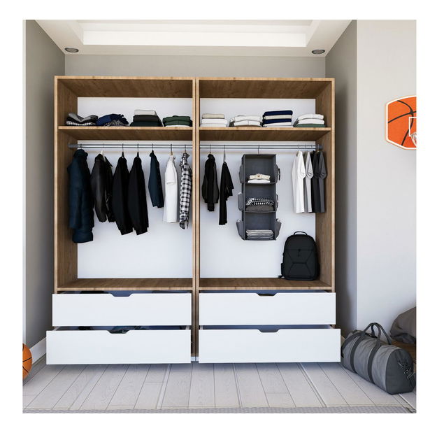 Ruhásszekrény Nisae 21 (világos dió + fehér)