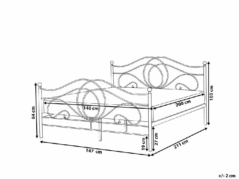 Franciaágy 140 cm Mebel Bos Andra (artisan tölgy) (matracc és ágyrács nélkül) *kiárusítás