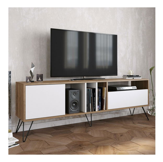 TV asztal/szekrény Mistique 180 (dió + fekete + fehér) 