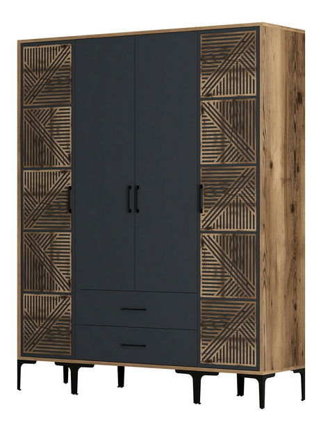 Šatníková skriňa Kiara PTP (orech + antracit)