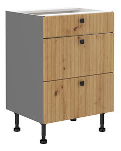 Dulap inferior de bucătărie Avantoe 60 D 3S BB (Stejar artisan + Antracit)