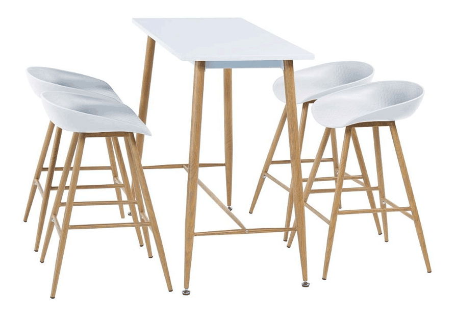 Masă tip bar Geer (alb + fag)