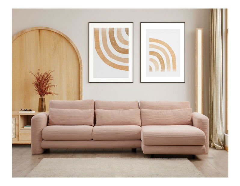 Rohová sedačka Lelysena (L) (ružová + čierna)