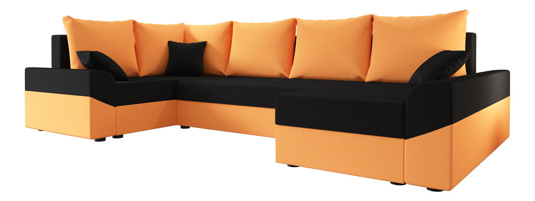 Rohová sedacia súprava Dusk Long (oranžová + čierna) (L)