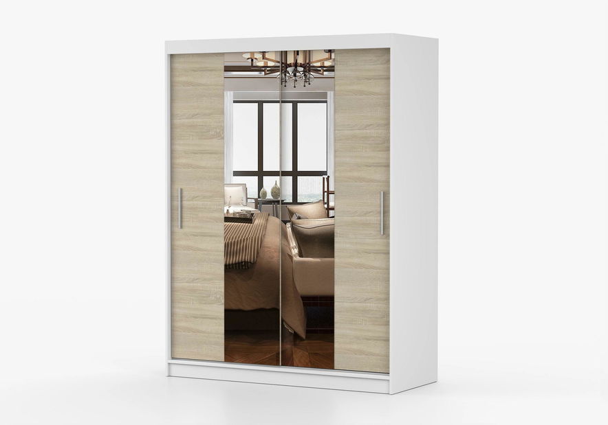 Ormar za garderobu Viola 01 (bijela + hrast sonoma)